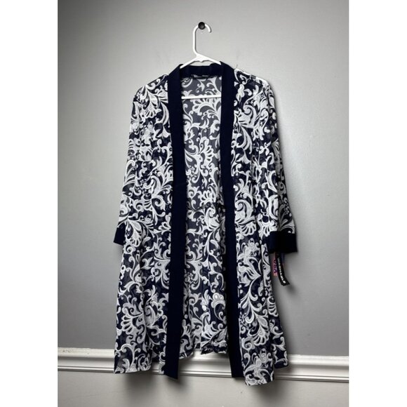 R&M RICHARDS Womens Navy Trim 3/4 Sleeve Open Front Cardigan Size Plus 22W - Picture 1 of 5